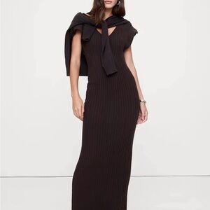 MERINO-COTTON MAXI DRESS WITH OPEN BACK Banana Republic L Tall